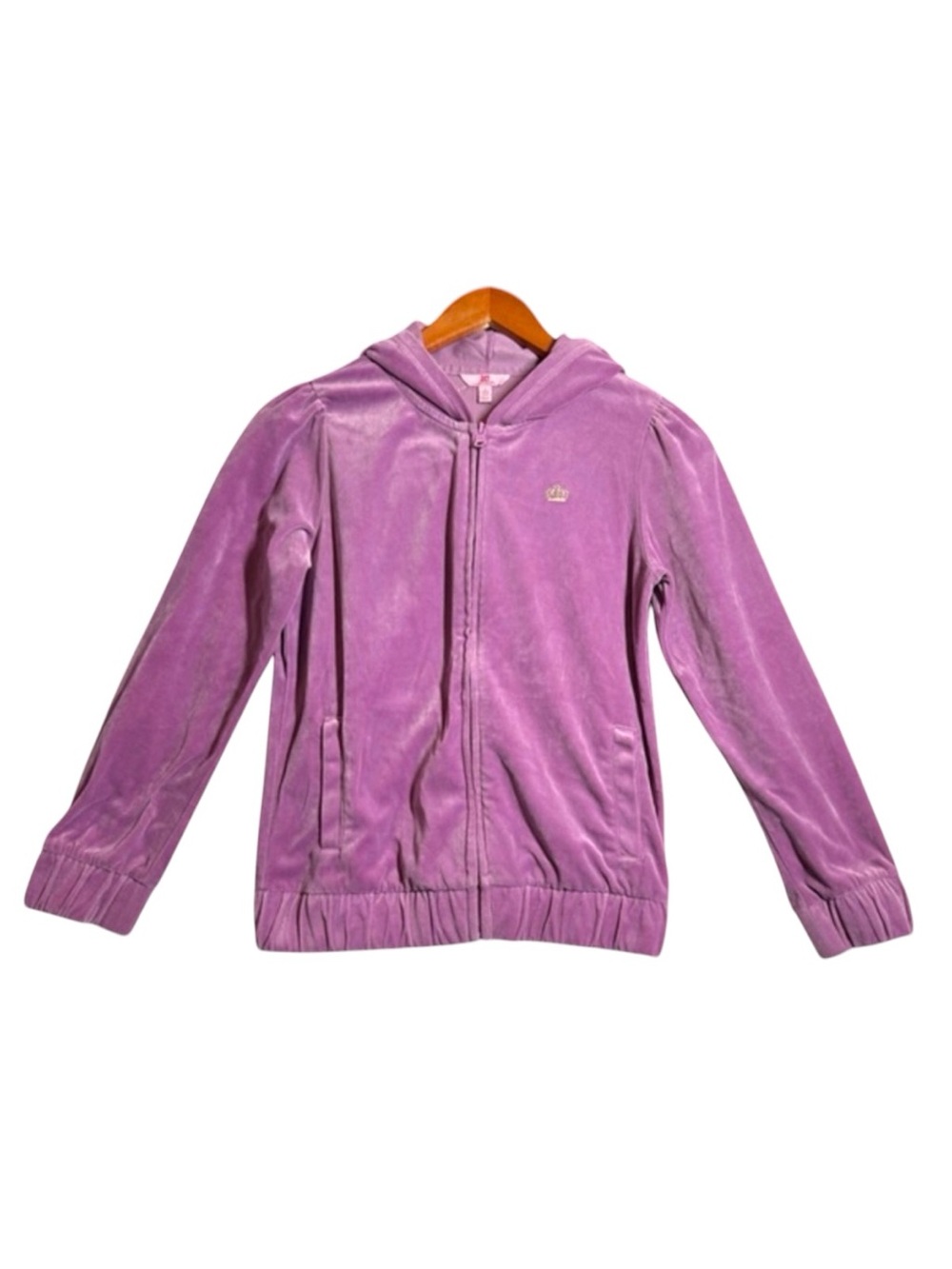 Juicy Couture Girls Purple Velour Zip Hoodie Jacket Size Large 14